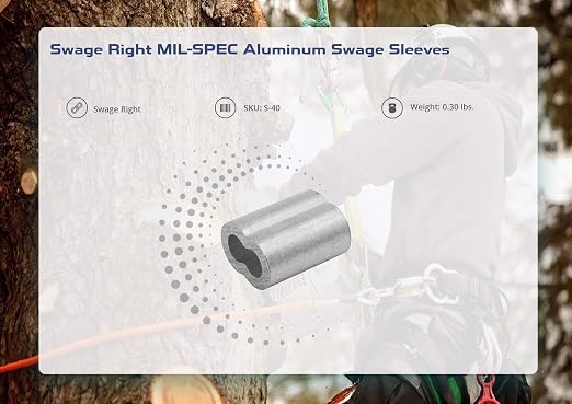 MIL-SPEC Aluminum Swage Sleeves Clip & Ferrules (5/16 inch) – Oval Duplex Wire Rope Cable Crimping Loop Fittings (Pack of 50)