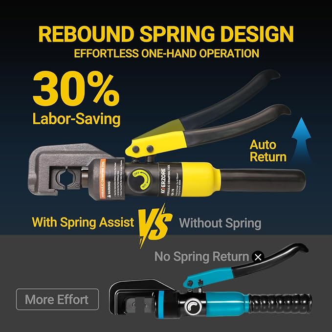 10 Ton Hydraulic Crimping Tool Kit with 8 Dies, Professional Wire Crimper for 12 AWG to 2/0 AWG, Battery Cable and Stainless Steel Wire Rope for Wire Rope, Battery Cable Ends Ring Terminals