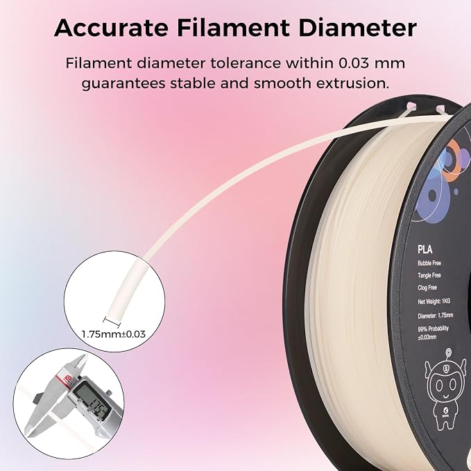 Sovol 3D Printer Photosensitive Filament Single Color Light Change PLA 1kg (2.2 lbs) Spool 3D Printing Materials, Dimensional Accuracy +/- 0.03 mm, 1.75 mm, Light Change Purple