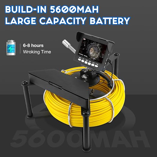 Sewer Camera 98 ft/30m 4.3" Drain Plumbing Camera, IP68 Waterproof Snake Inspection Borescope with 8 Adjustable LEDs, 4500mAh Battery & 16GB Card for Sewer Line Duct Pipes