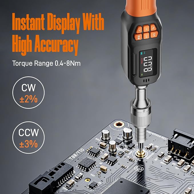 Rachet Digital Torque Screwdriver, 0.3-5.9 Ft.lb/0.4-8 Nm, 1/4'' Drive Inch Pound Torque Screwdriver Wrench Electrician with Buzzer & LED Indicator for Bike Scope Mounting