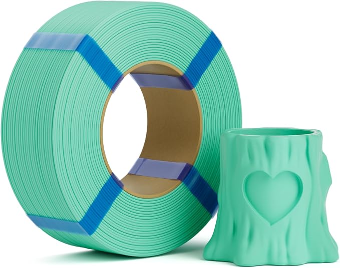 PLA Basic Refill Filament 1.75mm, No Spool 3D Printer Filament, Dimensional Accuracy +/- 0.02mm, Fits for Most FDM 3D Printers, 1KG Light Cyan