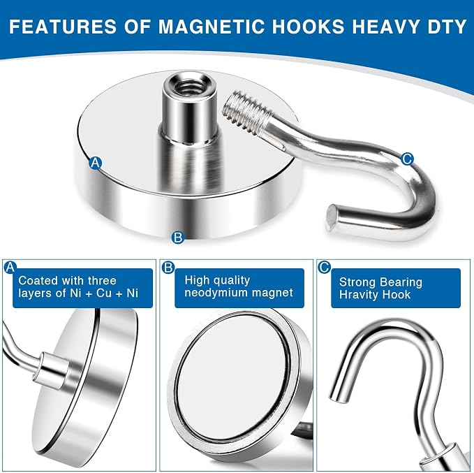LOVIMAG Magnetic Hooks, Cruise Essentials 2026, 12 Pack-30LBS | Heavy Duty Strong Magnet Hook for Cruise Cabin, Refrigerator Fridge, Ship, Classroom, Kitchen Grills, Black