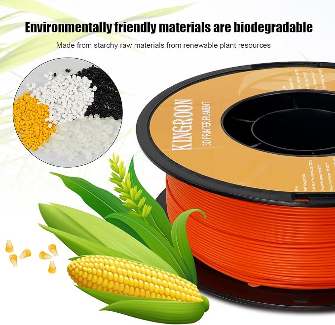 Kingroon High Speed PLA 3D Printer Filament 1.75mm, 3D Printer Rapid Filament for 30-600mm/s Hyper Printing Filament, Dimensional Accuracy +/- 0.03 mm, 1kg Plastic Spool(2.2lbs) (Orange)