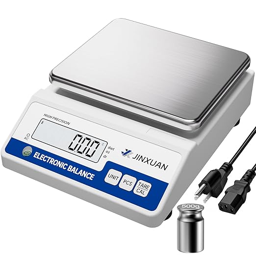 Lab Scale Gram Scale 6000gx0.01g Accuracy Laboratory Balance Scale Digital Scale Electronic Analytical Balance for Jewelry Gold Kitchen Lab, with 7 Units Conversion, 500g Weight, LCD Display