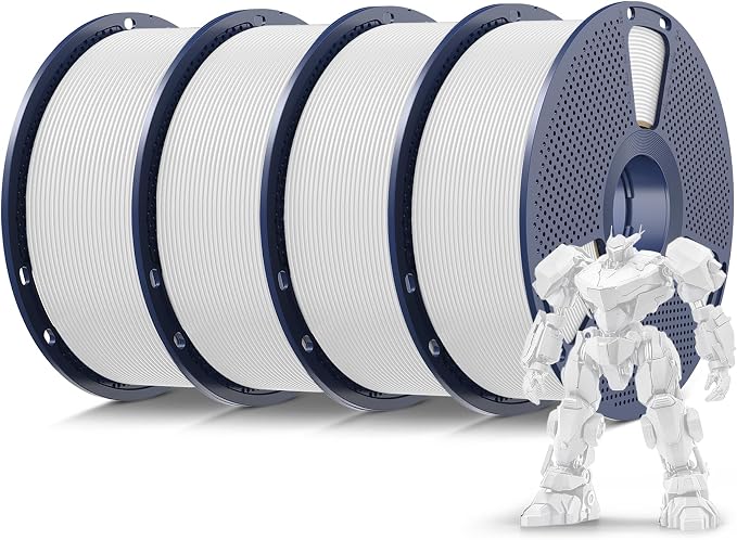 SUNLU 4kg PLA 3D Printer Filament Bundle, Neatly Wound PLA Filament 1.75 mm, Dimensional Accuracy +/- 0.02mm,Good Vacuum Packaging Filaments,4kg in Total,1kg per Spool,4White