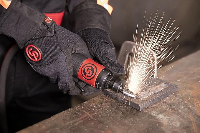 Chicago Pneumatic CP7411K Kit - Air Die Grinder Tool, Welder, Woodworking, Automotive Car Detailing, Stainless Steel Polisher, Heavy Duty, Straight, 1/4 Inch (6 mm), 0.56 HP / 420 W - 22000 RPM