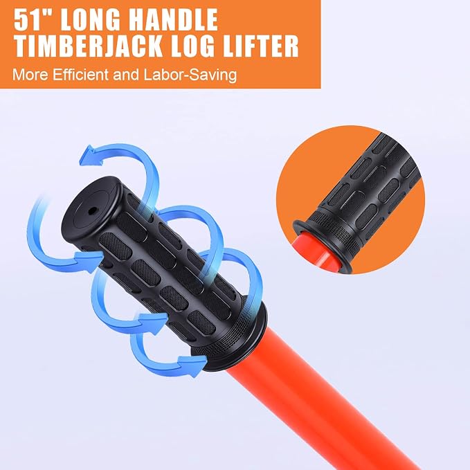 Timberjack Log Lifter, Heavy Duty Steel Log Jack, 50.9" Adjustable Log Roller Cant Hook, Ups to 15.5" in Dia Log Roller Tool, Logging Tools for Rolling and Raising Up Logs