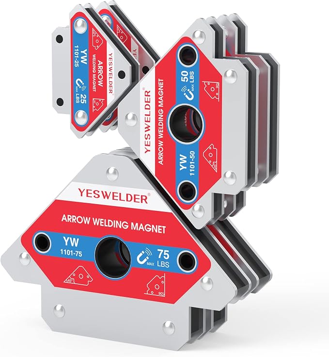 YESWELDER 25/50/75LB Welding Magnets & Round Dual Sided Metal Sheet Guage & Metal Sheet Thickness Gauge 2pk Stainless Steel Wire Welding Gauge