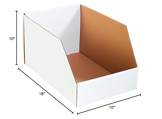 Box USA BBINJ101810 Jumbo Open Top Bin Boxes, 10" x 18" x 10", Oyster White (Pack of 25)