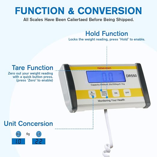 Medical Floor Scale, Digital Physician Scale with BMI, 550 lb/250 kg Capacity, Low-Profile Heavy Duty Bariatric Scale with Anti-Slip Rubber Mat (DR550B)