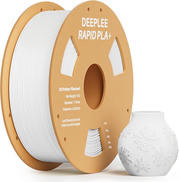 Rapid PLA Plus Filament 1.75mm, High Speed 3D Printer Filament Up to 600mm/s, PLA+ Filament Dimensional Accuracy +/- 0.02 mm Fits Most FDM 3D Printer, Cardboard Spool White 1kg