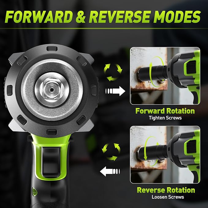 Cordless Impact Wrench 1/2 Inch, Max 1500Nm (1100Ft-lbs) Brushless High Torque Power Impact Gun with 4Ah Battery & Charger for Car Tire, Construction Work, Mower Lug Nut, 4 Sockets