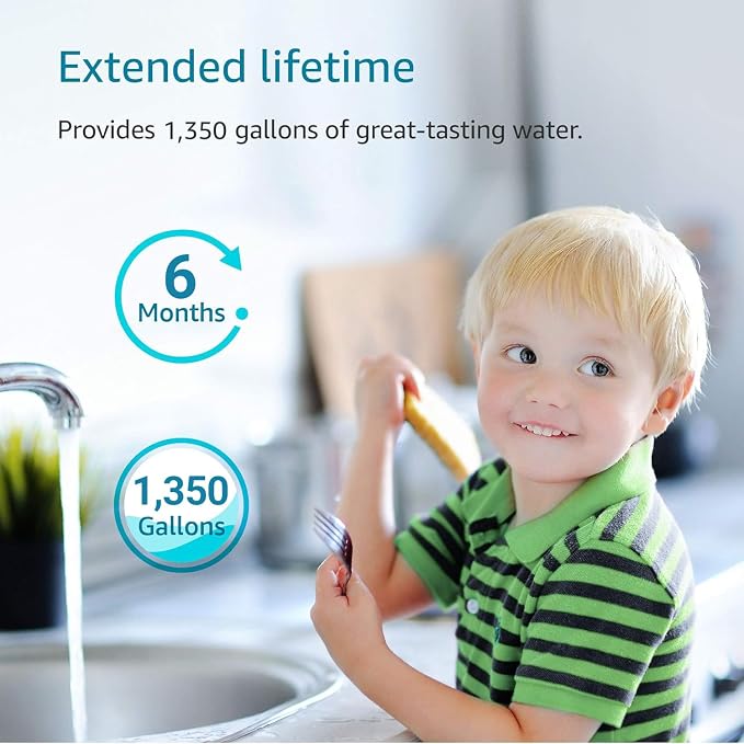 AQUA CREST FQK1K Under Sink Water Filter, Replacement for GE FQK1K, FQK2J, GXK185K and GX1S50R, NSF/ANSI 42 372 Certified, Reduces Chlorine, Taste&Odor, 1350 Gallons (Pack of 3)