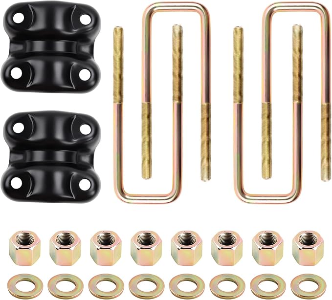 Heavy Duty Rear Suspension Leaf Spring U-Bolt Kit with Plates Compatible with 1988-1998 Chevy GMC C/K1500, Tahoe, Yukon, Fits 8.75" Length for 2.5" Wide Leaf Springs, Replace# 15592585 15592586