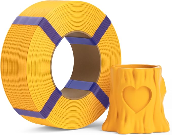PLA Basic Refill Filament 1.75mm, No Spool 3D Printer Filament, Dimensional Accuracy +/- 0.02mm, Fits for Most FDM 3D Printers, 1KG Sunflower Yellow