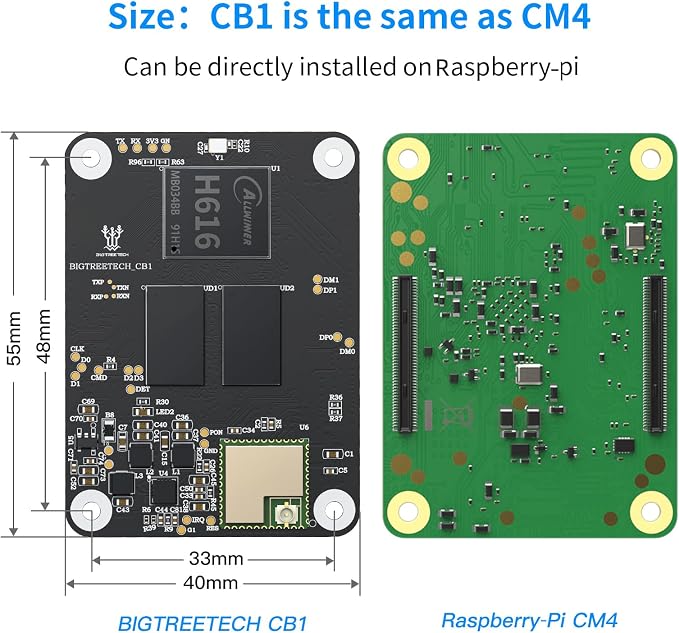 BIGTREETECH CB1 V2.2 Core Control Board 1GB DDR3 RAM Motherboard Support HDMI5 Klipper/Debian for Manta/M4P/M5P/M8P, PI4B Adapter V1.0, Raspberry-pi 4 3D Printer Board