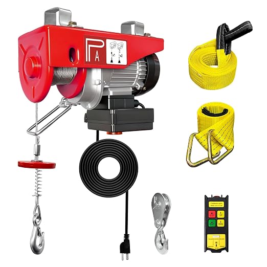 YATOINTO Wireless Electric Hoist, 440lbs Electric Winch with 328 ft Wireless Remote Control, Hoist Single/Double Slings with Emergency Stop, 110V Lift Hoist for Garage Warehouse Factory