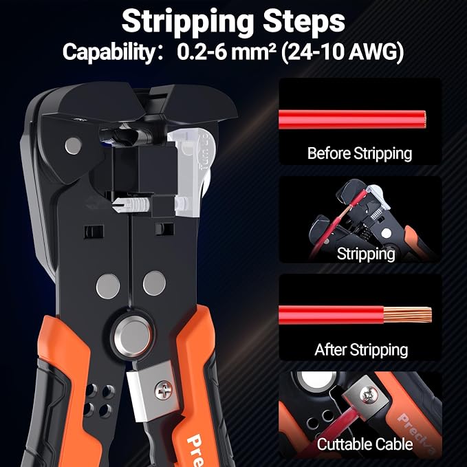 Preciva Ferrule Crimping Tool Kit with Wire Stripper, Hexagonal Ferrule Crimper AWG 28-5（0.08-16mm²） Self-Adjustable Ratchet Ferrule Terminals Crimping Tool with 1660Pcs Ferrules Connectors