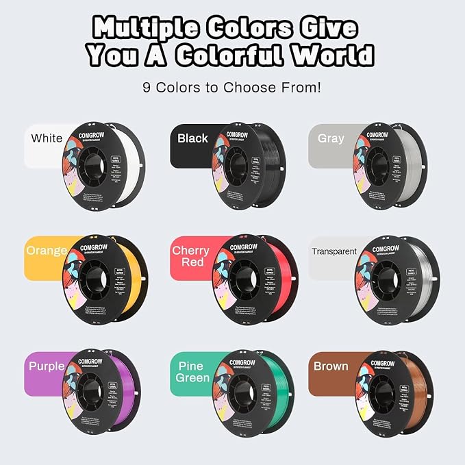 Comgrow PETG 3D Printer Filament 1.75mm, High Precision and Tough 3D Printer Filament (2LBS), Dimensional Accuracy +/- 0.02 mm, Fit Most 3D Printers White