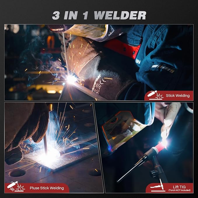 ARCCAPTAIN iControl ARC205P Pro Stick Welder with Pulse, APP Control 3 in 1 ARC/Lift TIG/Pulse Welding Machine with 10 Rods Stick, 120V/240V LED Display, Synergic Control, IGBT Inverter MMA Welder