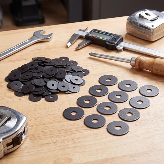 Yaocom 200 Pieces 1/4" x 1-1/4" Zinc Fender Washers Thickness 1mm Fender Washers for Wood and Wet Environment