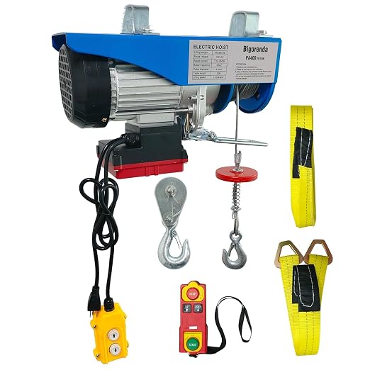 Electric Hoist 2 in 1,Electric Hoist 880lbs, Bigorenda 110v Electric Hoist Winch with 328ft Wireless Control & Wired Remote Control, 65.6ft Lifting Garage Lift Hoist,for Factories, Warehouses, Attic