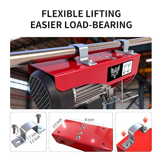 Electric Hoist,1760 lbs 110V Electric Winch with 328 ft Wireless & 14 ft Wired Remote Control, Single/Double Slings,40 ft Single Cable Lifting Height, Lift Hoist for Garage Warehouse Factory
