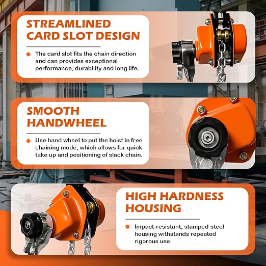Mini Lever Chain Hoist - 1/2T 1100LBS 10FT,Manual Lever Bolck Chain Puller Come Along Tool, Alloy Steel G80 Chain Ratchet with 2 Duty Hooks,Portable and Smooth, for Lifting,Bundling and Dragging