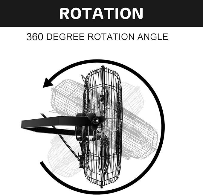 Simple Deluxe 24 Inch Industrial Wall Mount 3 Speed Commercial Ventilation Metal Fan for Warehouse, Workshop, Factory and Basement, Black