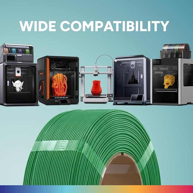 OVERTURE 2KG Bundle High Speed PLA Filament Refill 1.75mm 3D Printer Filament, 2 Pack 1kg (2.2lb) Refilament for Bambu Lab Reusable Spool, Fit Most FDM 3D Printers (Red+Green)