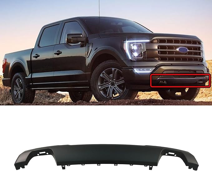 Front Bumper Skid Plate Lower Molding Trim Valance For Ford F150 2021 2022 2023 2024 OE Replacemnet ML34-17F771-ACW (Matte Black)