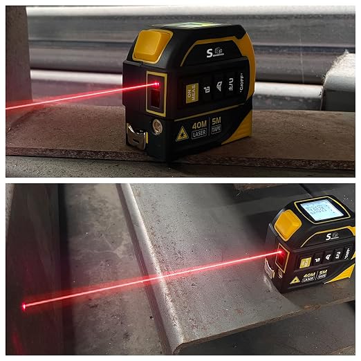 4-in-1 Laser Tape Measure with Laser Level Crosshairs | 130ft/40m Laser Distance + 16ft/5m AutoLock Tape | Backlit LCD Display (Ft/Inch/M/mm & Fractions) | for DIY, Construction, Interior Design