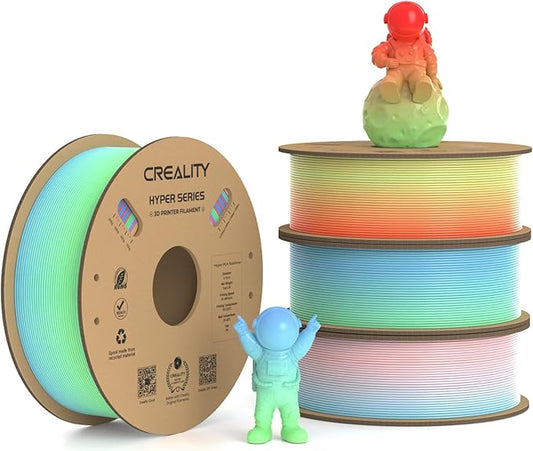 Creality Hyper PLA Filament 1.75mm, 30-300mm/s High Speed 3D Printer Filament, Dimensional Accuracy +/-0.02mm, Fit Most FDM 3D Printers, 4 Pack 1kg Spool(2.2lbs), Rainbow