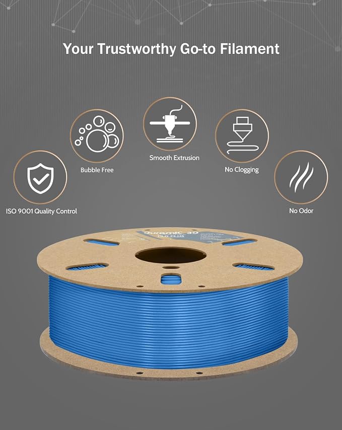 DURAMIC 3D PLA+ Printer Filament 1.75mm PLA Plus Neatly 2Kg Spool(2.2lbs) | PLA Pro Tougher and Stronger, Dimensional Accuracy Probability +/- 0.02mm Blue