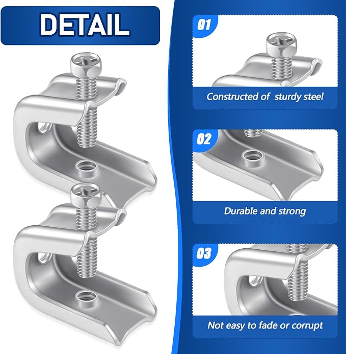 Hicarer 1000 Pcs 1/4" x 20 Beam Clamp Steel Screw in Hooks for Flanges Strong Threaded Rod Wire Ring with Harden Point Screws
