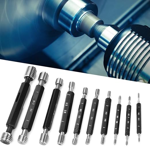 10Pcs Thread Plug Gage Double-End Through-Stop Measurement Hand Tool Thread Plug Gauge(Metric Thread)