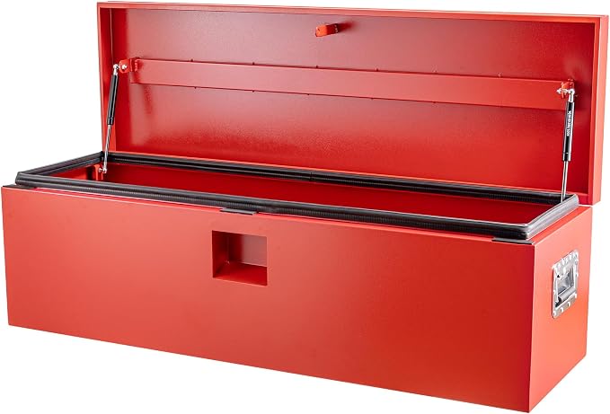 GarveeTech Truck Bed Tool Box Heavy Duty Steel Toolbox with Hydraulic-Assisted Lid, Drill-Proof Lock & Weatherproof Seal, Universal Mount for Pickup, Truck Bed, RV, Trailer