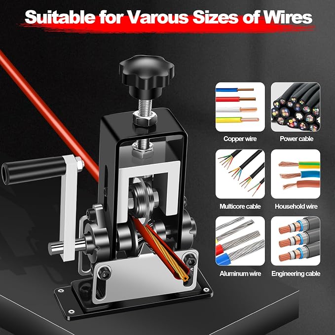 Trivd Frol Manual Wire Stripping Machine, Gauge Wire 0.06"-1", Scrapping Copper Wire Peeler Machine, Drill Powered/Hand Crank Dual-drive Wire Stripper Tool for Scrap Copper Recycling & DIY etc.