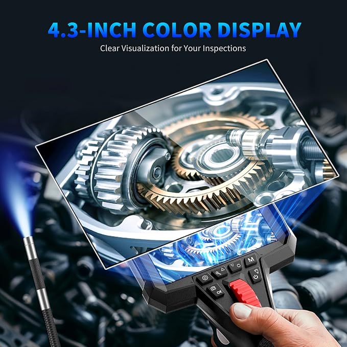 Two-Way Articulating Borescope Camera with Light, Industrial Endoscope Inspection Camera with Articulated Probe,Mechanic Fiber Optic Snake Scope Cam for Wall Automotive Engine Inspect