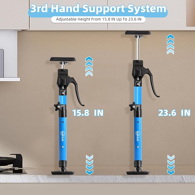 Aluminum Handle Cabinet Jack for Installing Cabinets 4PC,15.8-23.6 Inches 200LB Load Capacity Hand Support System,Premium Adjustable Cabinet Lift Jack&Support Pole,Perfect for DIY Enthusiasts