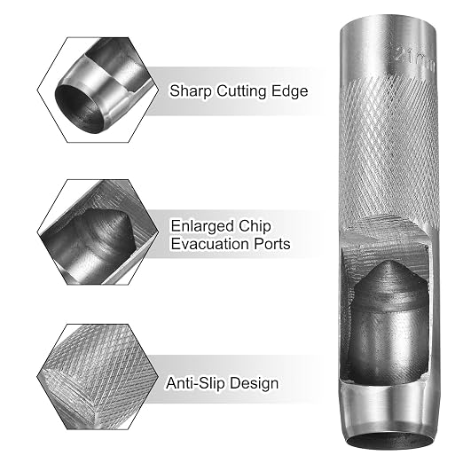 HARFINGTON 2pcs Leather Round Hole Punch, 21mm Hollow Hole Puncher Cutter Carbon Steel Circle Hole Punching Cutting Tool for Belt/DIY Leather Craft