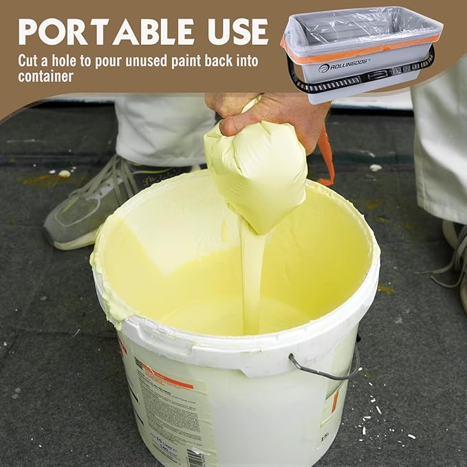 ROLLINGDOG 18 Inch Disposable Paint Bucket Liners- 18" Paint Bucket Liners with Drawstring, Exclusively Used with ROLLINGDOG 5 Gallon Bucket for Interior or Exterior Home Improvement (Pack of 5)
