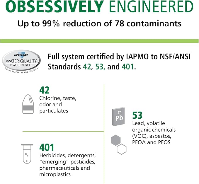 AO Smith Advanced Direct Connect Under Sink Replacement Filter for AO-MF-ADV System - Claryum Filtration Reduces Up To 99% of 78 Harmful Contaminants - AO-MF-ADV-R