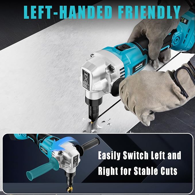 MtiolHig Cordless Metal Nibbler Compatible with Makita 18V Battery, 18-Gauge Electric Nibbler with Assist Handle & 2 Blades, 1900RPM Brushless Metal Cutter for Stainless Steel(Tool Only)