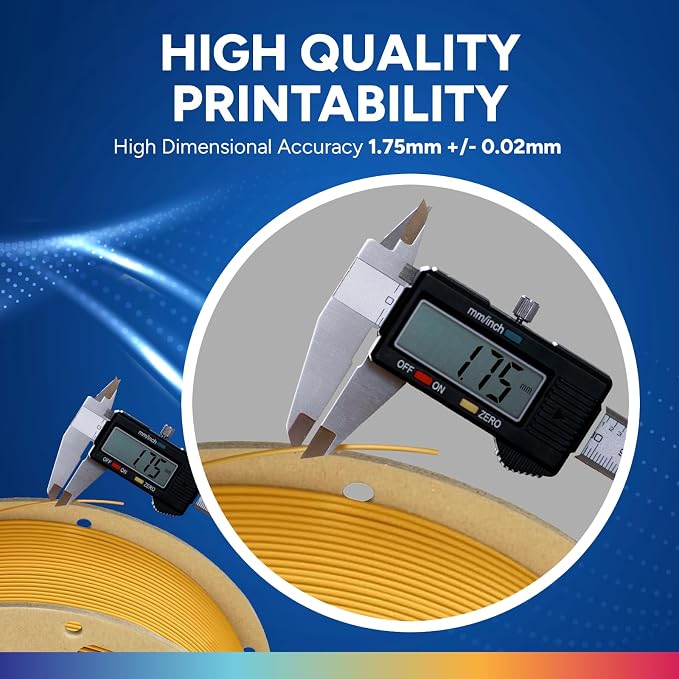 OVERTURE PLA Plus (PLA+) Filament 1.75mm, Stronger & More Durable, Professional Toughness 3D Printer Filament 1kg (2.2lbs), High Precision +/- 0.02mm, Tangle-Free (Royal Gold)