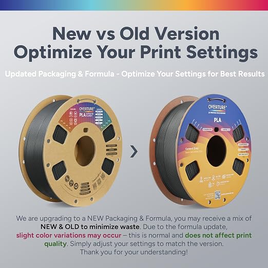 OVERTURE High Speed PLA Filament 1.75mm, Neatly Wound 3D Printer Filament 1kg Spool (2.2lbs) Rapid PLA, Dimensional Accuracy +/- 0.02 mm, Fit Most FDM 3D Printers (Cement Grey)