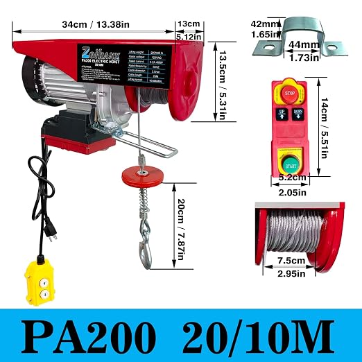 2 in 1 Electric Hoist,440 lbs Attic Lift Electric Hoist with Remote Control | 16ft/33ft Lifting Speed,328ft Wireless/Wire Electric Hoist Winch for Garage,Warehouse,Factory,Construction Site