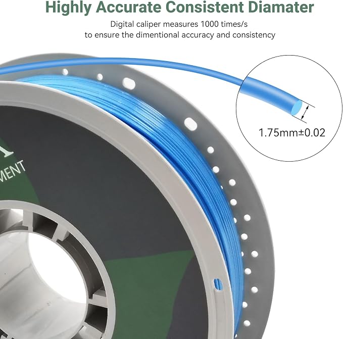 PETG 3D Printer Filament, Dimensional Accuracy +/- 0.03 mm, 1kg Spool(2.2lbs), 1.75 mm Fit for Most 3D Printers,Blue