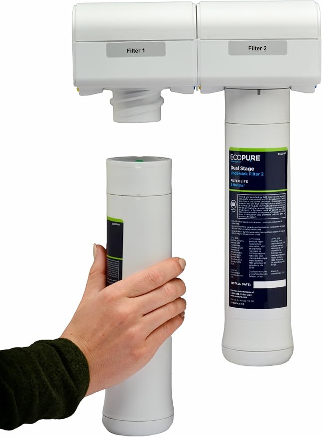 EcoPure ECOROM Reverse Osmosis Membrane Replacement–Fits ECOP30 & Select Kenmore & Brita RO Systems–NSF-Certified Stage 2 Filter–Reduces TDS,Lead,Chlorine & More–1–3Year Life–Easy Changes,(Pack of 3)